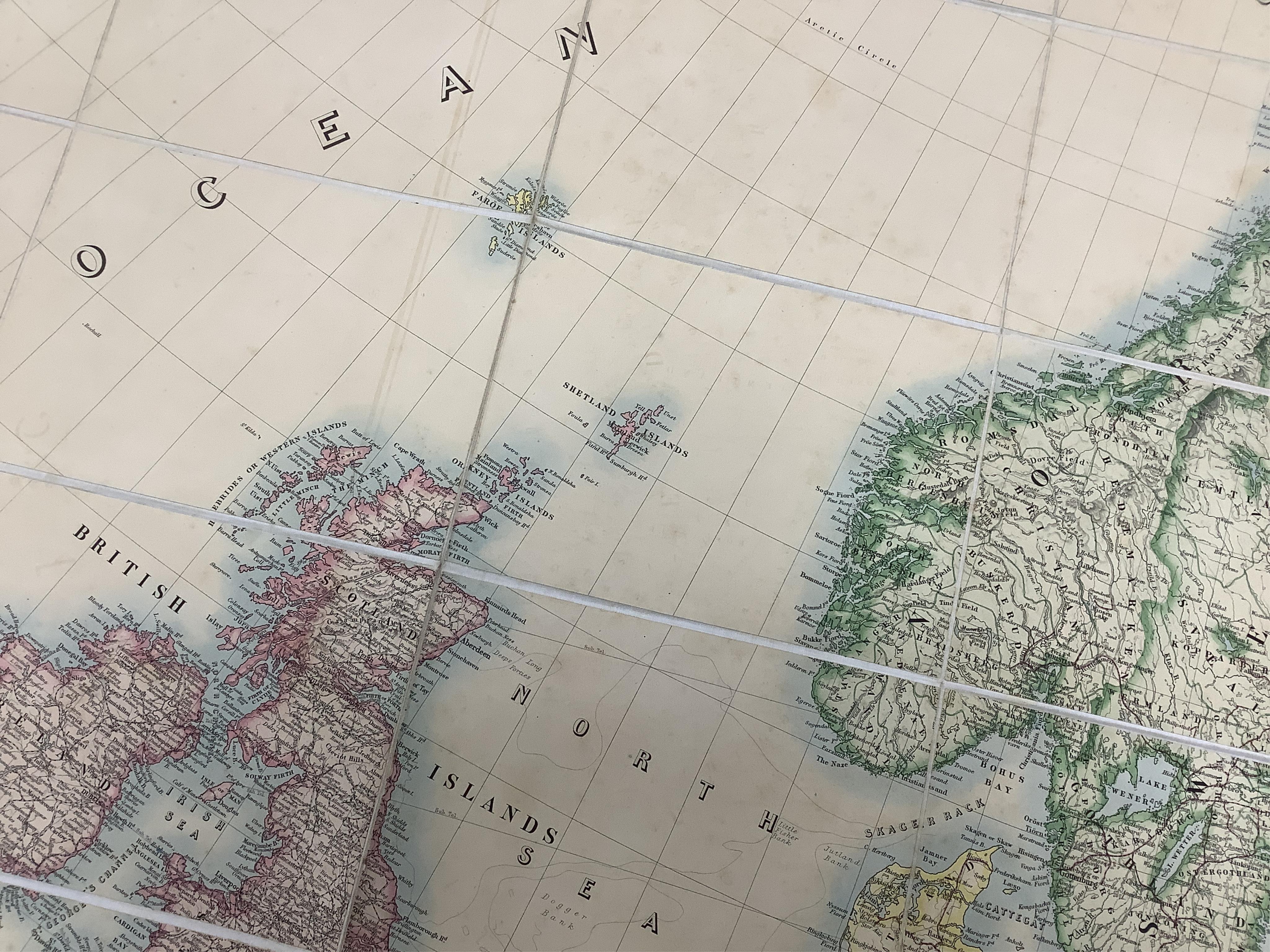 Stanford's Library Map of Europe ... by A. Keith Johnston ... 4 sheets, coloured and folded on line, sheets approx. 75 x 82cm within ruled borders, contained in original morocco case, 1876
